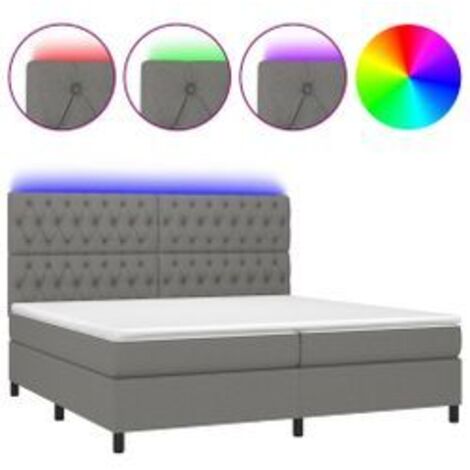 Sommier à lattes de lit et matelas et LED Gris foncé 200x200 (1/5)