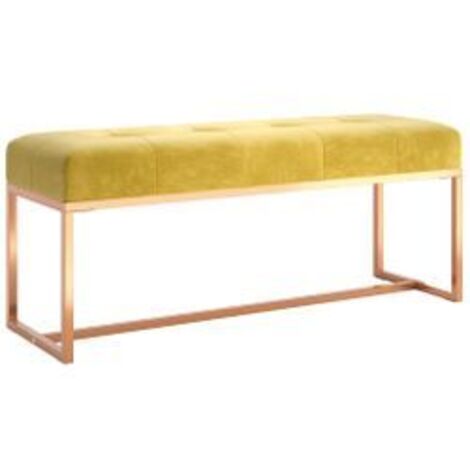 Banc Jaune moutarde 110x36x45 Velours (1/5)
