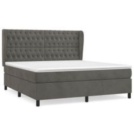 Sommier à lattes de lit et matelas Gris foncé 180x200 Velours (1/5)