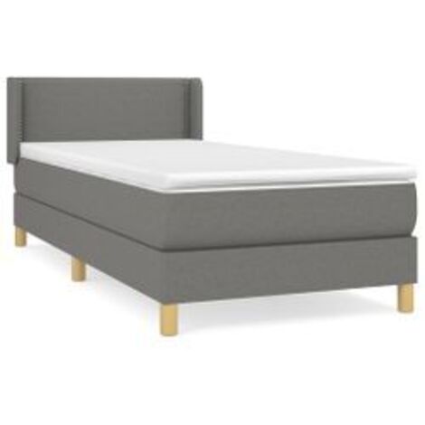 Sommier à lattes de lit avec matelas Gris foncé 100x200 Tissu (1/5)