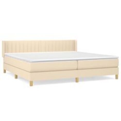 Sommier à lattes de lit avec matelas Crème 200x200 Tissu (1/5)