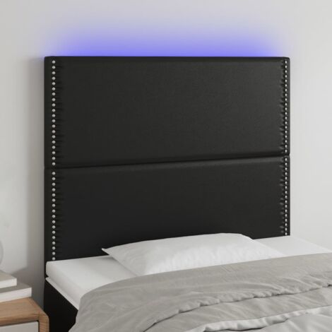 Tête de lit à LED Noir 90x5x118-128 Similicuir (1/5)