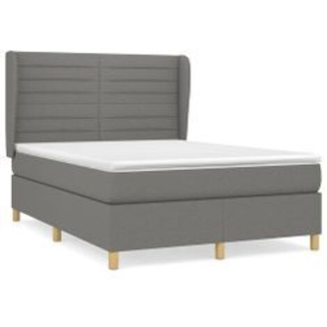 Sommier à lattes de lit avec matelas Gris foncé 140x190 Tissu (1/5)