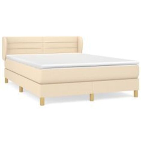 Sommier à lattes de lit avec matelas Crème 140x200 Tissu (1/5)