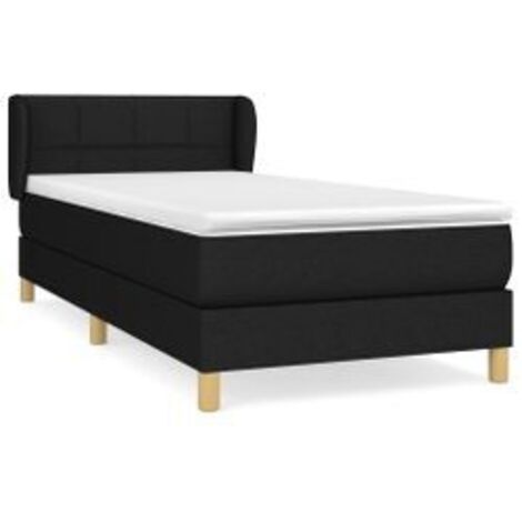 Sommier à lattes de lit et matelas Noir 80x200 Tissu (1/5)