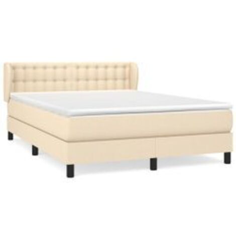 Sommier à lattes de lit avec matelas Crème 140x200 Tissu (1/5)