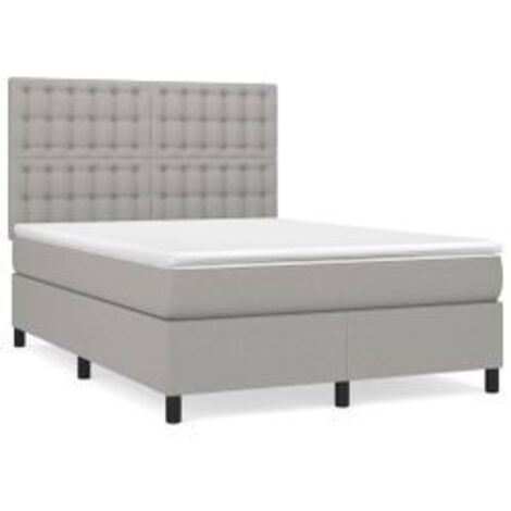 Sommier à lattes de lit avec matelas Gris clair 140x190 Tissu (1/5)