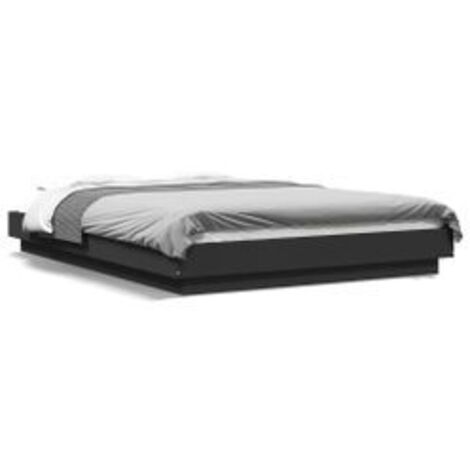 Cadre de lit avec lumières LED noir 120x190 bois d'ingénierie (1/5)