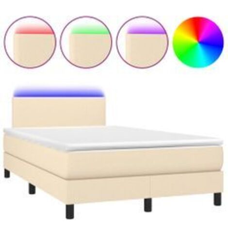 Sommier à lattes de lit avec matelas LED Crème 120x200 Tissu (1/5)