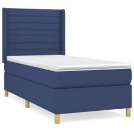 Sommier à lattes de lit avec matelas Bleu 100x200 Tissu (1/5)