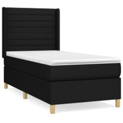 Sommier à lattes de lit avec matelas Noir 90x190 Tissu (1/5)