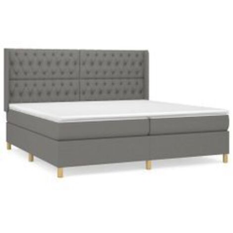 Sommier à lattes de lit avec matelas Gris foncé 200x200 Tissu (1/5)