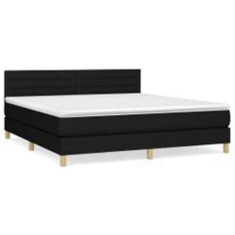 Sommier à lattes de lit avec matelas Noir 180x200 Tissu (1/5)