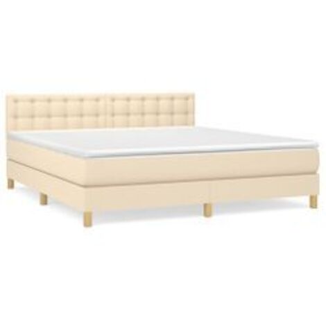 Sommier à lattes de lit avec matelas Crème 180x200 Tissu (1/5)