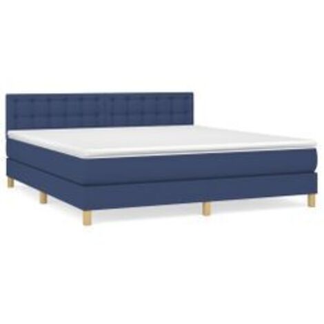 Sommier à lattes de lit avec matelas Bleu 160x200 Tissu (1/5)