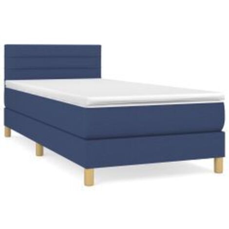 Sommier à lattes de lit avec matelas Bleu 90x200 Tissu (1/5)