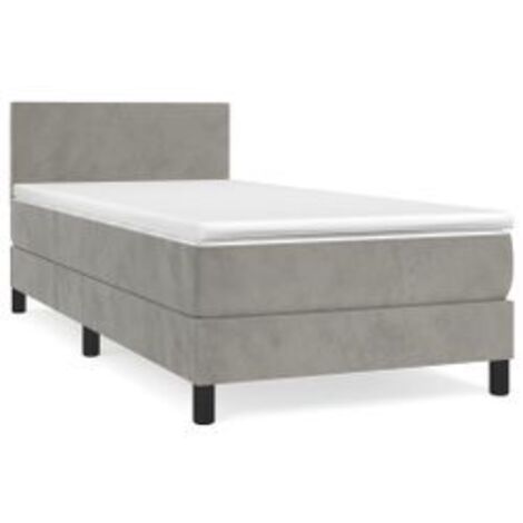 Sommier à lattes de lit et matelas Gris clair 90x200 Velours (1/5)