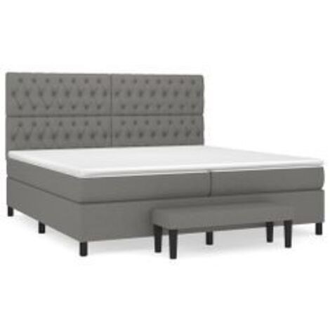 Sommier à lattes de lit avec matelas Gris foncé 200x200 Tissu (1/5)