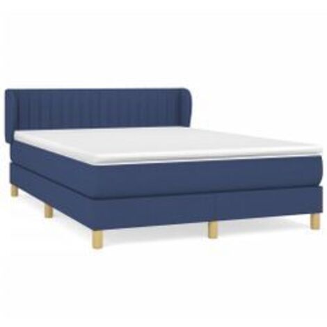 Sommier à lattes de lit avec matelas Bleu 140x200 Tissu (1/5)