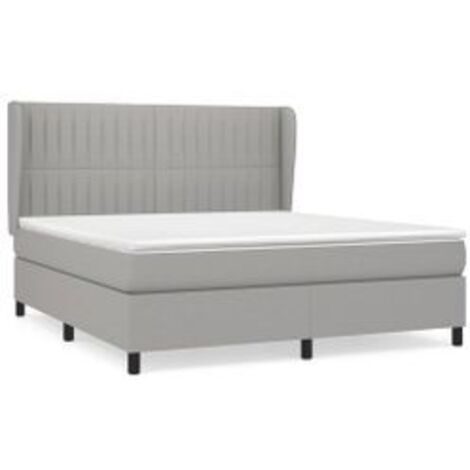 Sommier à lattes de lit avec matelas Gris clair 180x200 Tissu (1/5)