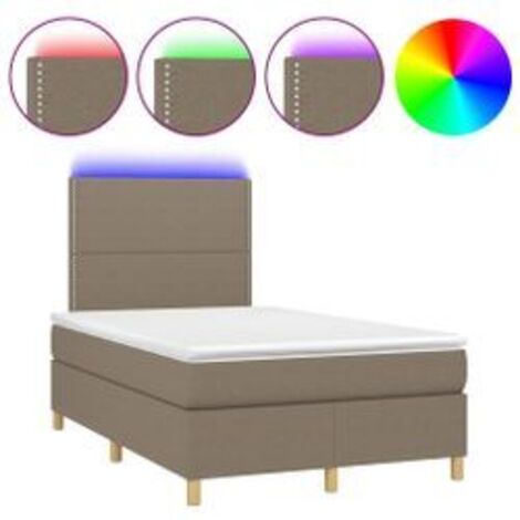 Sommier à lattes de lit et matelas et LED Taupe 120x200 Tissu (1/5)