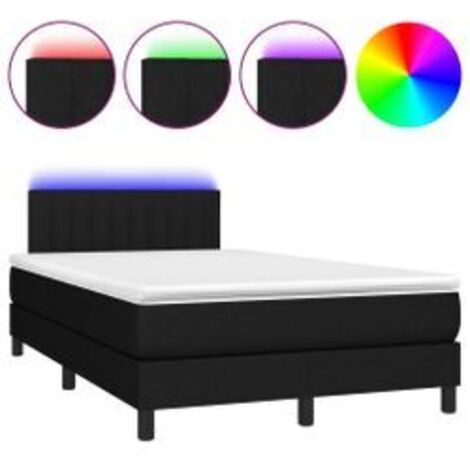 Sommier à lattes de lit avec matelas LED Noir 120x200 Tissu (1/5)