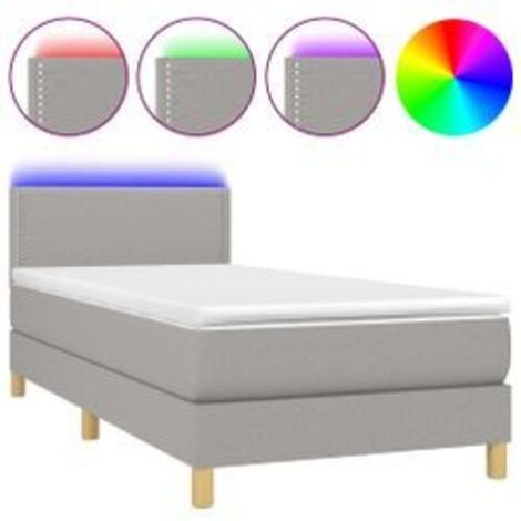 Sommier à lattes de lit avec matelas et LED Gris clair 90x200 (1/5)