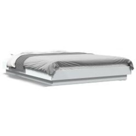 Cadre de lit avec lumières LED blanc 120x190 bois ingénierie (1/5)