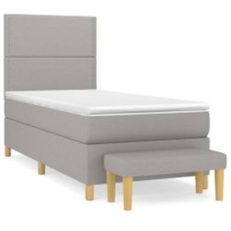 Sommier à lattes de lit avec matelas Gris clair 100x200 Tissu (1/5)