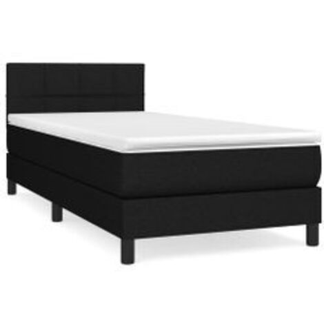 Sommier à lattes de lit avec matelas Noir 90x190 Tissu (1/5)