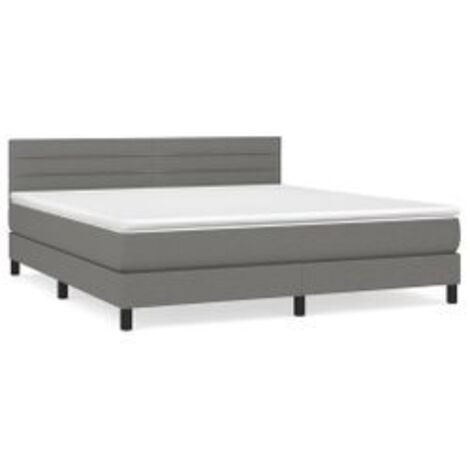 Sommier à lattes de lit avec matelas Gris foncé 160x200 Tissu (1/5)