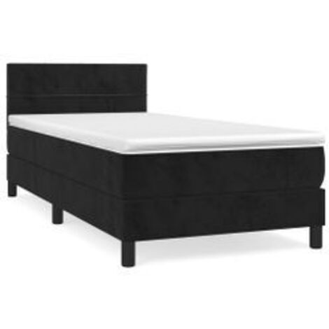Sommier à lattes de lit avec matelas Noir 90x200 Velours (1/5)