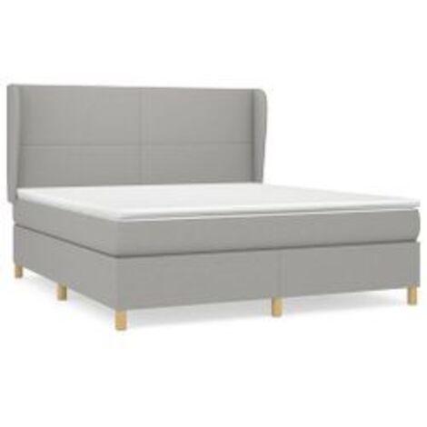 Sommier à lattes de lit avec matelas Gris clair 180x200 Tissu (1/5)