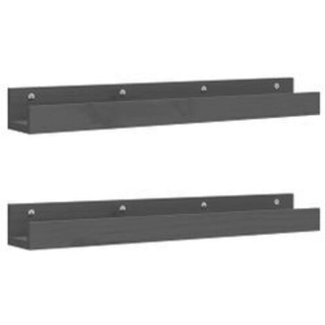 Étagères murales 2 pcs Gris 80x12x9 Bois de pin massif (1/5)