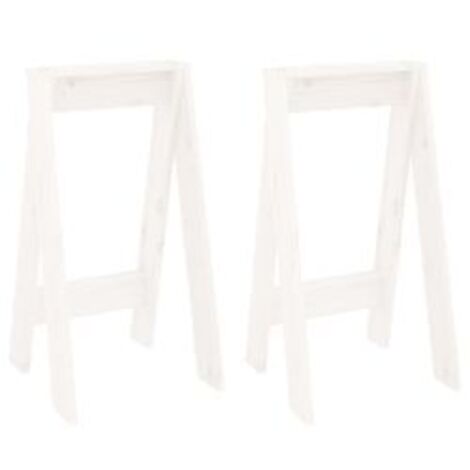 Tabourets lot de 2 blanc 40x40x75 bois massif de pin (1/5)