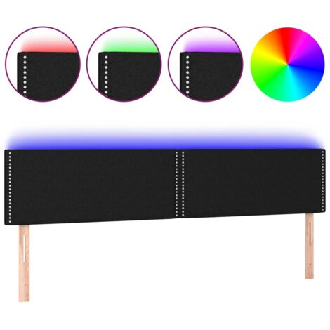 Tête de lit à LED Noir 180x5x78-88 Tissu (1/4)