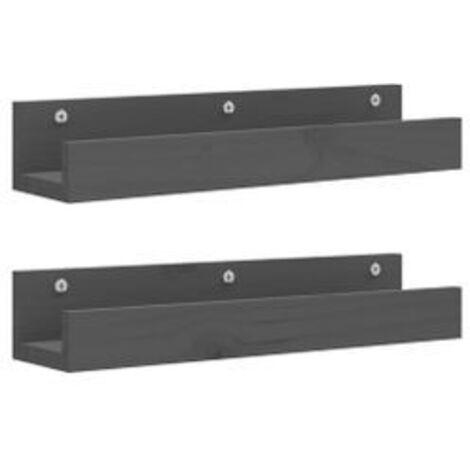 Étagères murales 2 pcs Gris 50x12x9 Bois de pin massif (1/5)