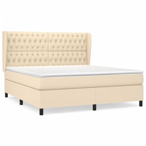 Sommier à lattes de lit avec matelas Crème 180x200 Tissu (1/5)
