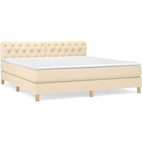 Sommier à lattes de lit avec matelas Crème 160x200 Tissu (1/5)