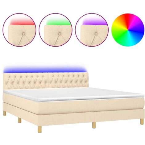 Sommier à lattes de lit avec matelas LED Crème 160x200 Tissu (1/5)