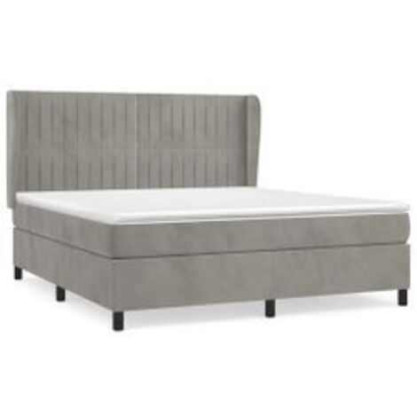 Sommier à lattes de lit et matelas Gris clair 180x200 Velours (1/5)