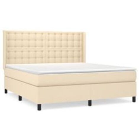 Sommier à lattes de lit avec matelas Crème 180x200 Tissu (1/5)