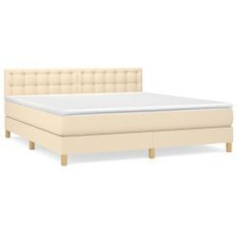 Sommier à lattes de lit avec matelas Crème 160x200 Tissu (1/5)