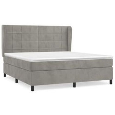 Sommier à lattes de lit et matelas Gris clair 180x200 Velours (1/5)