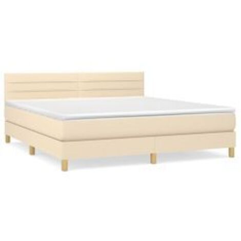 Sommier à lattes de lit avec matelas Crème 160x200 Tissu (1/5)