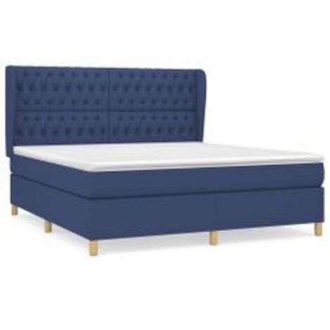 Sommier à lattes de lit avec matelas Bleu 180x200 Tissu (1/5)