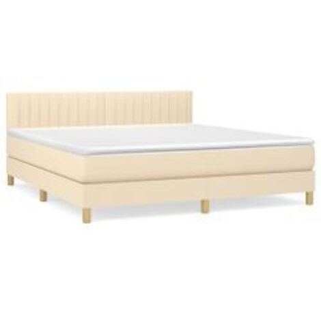 Sommier à lattes de lit avec matelas Crème 160x200 Tissu (1/5)