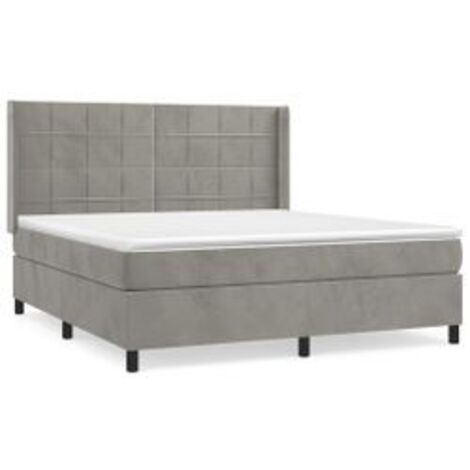 Sommier à lattes de lit et matelas Gris clair 180x200 Velours (1/5)