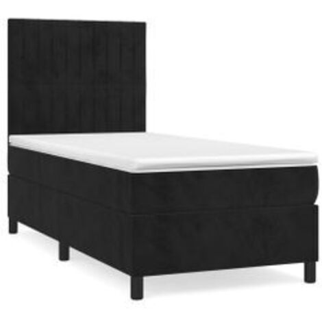 Sommier à lattes de lit avec matelas Noir 90x200 Velours (1/5)
