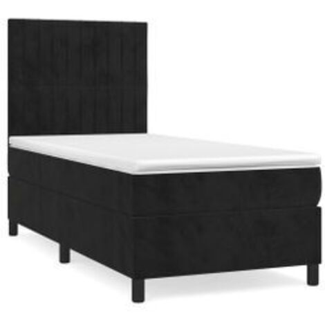 Sommier à lattes de lit avec matelas Noir 90x190 Velours (1/5)